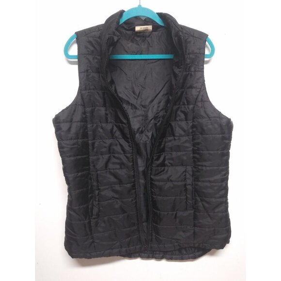 Bobbie Brooks Ladies Black Puffer Vest Quilted Womens 1X full zip high neck EUC - Picture 7 of 7